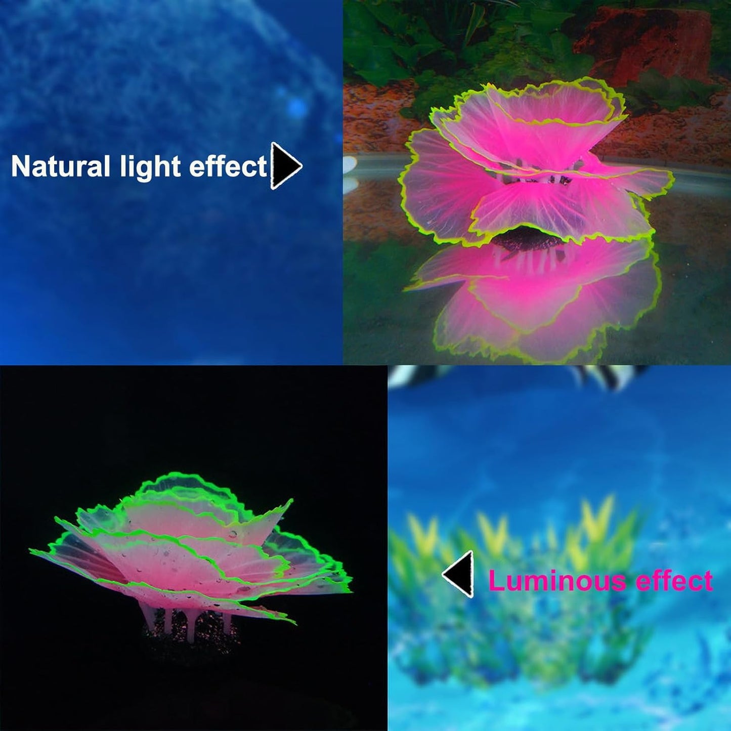 Artificial Coral Ornament Glowing Effect Resin Aquarium Plants Coral Aquarium Fish Tank Decorations(Blue)