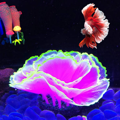 Artificial Coral Ornament Glowing Effect Resin Aquarium Plants Coral Aquarium Fish Tank Decorations(Blue)
