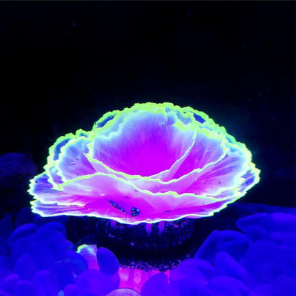 Artificial Coral Ornament Glowing Effect Resin Aquarium Plants Coral Aquarium Fish Tank Decorations(Blue)