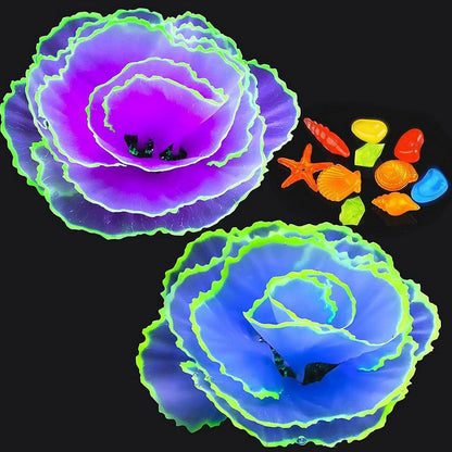 Artificial Coral Ornament Glowing Effect Resin Aquarium Plants Coral Aquarium Fish Tank Decorations(Blue)