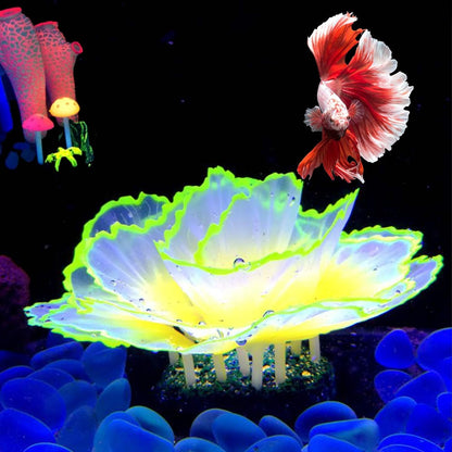 Artificial Coral Ornament Glowing Effect Resin Aquarium Plants Coral Aquarium Fish Tank Decorations(Blue)