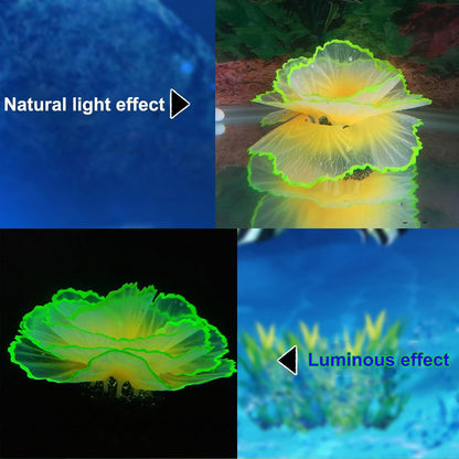 Artificial Coral Ornament Glowing Effect Resin Aquarium Plants Coral Aquarium Fish Tank Decorations(Blue)