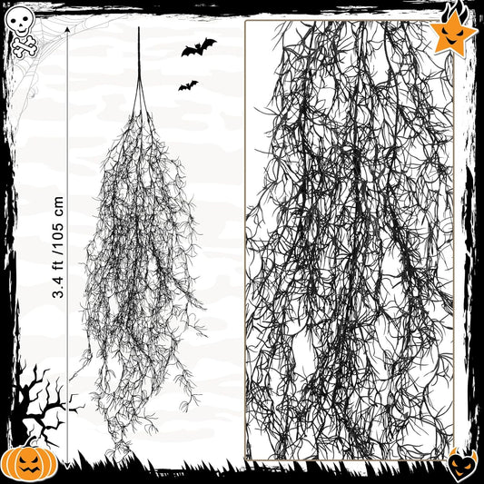 Spanish Moss 41'' Fake Hanging Succulents Faux Moss Artificial Succulent Plants Vines Hanging Plants Swamp Decoration Potted Artificial Garland(Dark Brown,6 Pack)