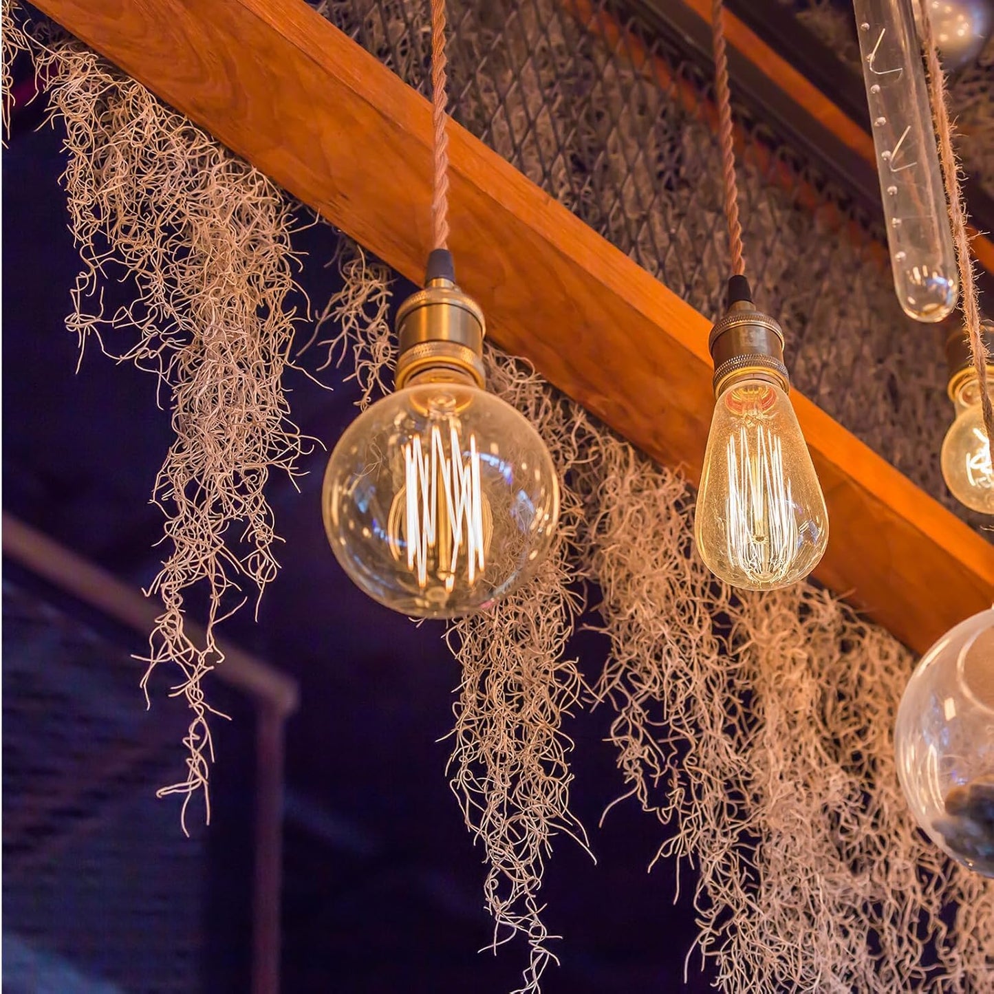 Spanish Moss 41'' Fake Hanging Succulents Faux Moss Artificial Succulent Plants Vines Hanging Plants Swamp Decoration Potted Artificial Garland(Dark Brown,6 Pack)