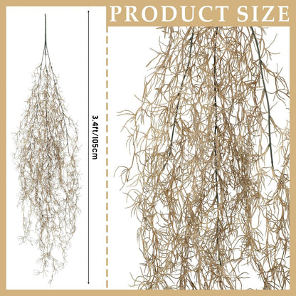 Spanish Moss 41'' Fake Hanging Succulents Faux Moss Artificial Succulent Plants Vines Hanging Plants Swamp Decoration Potted Artificial Garland(Dark Brown,6 Pack)