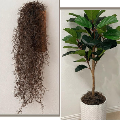 Spanish Moss 41'' Fake Hanging Succulents Faux Moss Artificial Succulent Plants Vines Hanging Plants Swamp Decoration Potted Artificial Garland(Dark Brown,6 Pack)