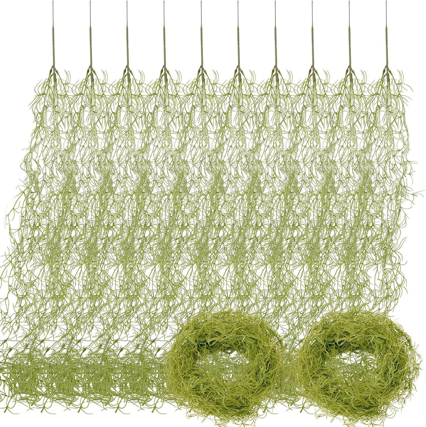Spanish Moss 41'' Fake Hanging Succulents Faux Moss Artificial Succulent Plants Vines Hanging Plants Swamp Decoration Potted Artificial Garland(Dark Brown,6 Pack)