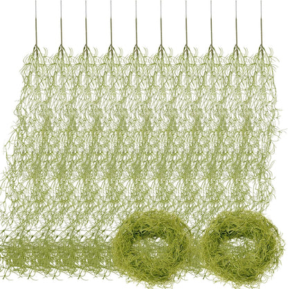 Spanish Moss 41'' Fake Hanging Succulents Faux Moss Artificial Succulent Plants Vines Hanging Plants Swamp Decoration Potted Artificial Garland(Dark Brown,6 Pack)