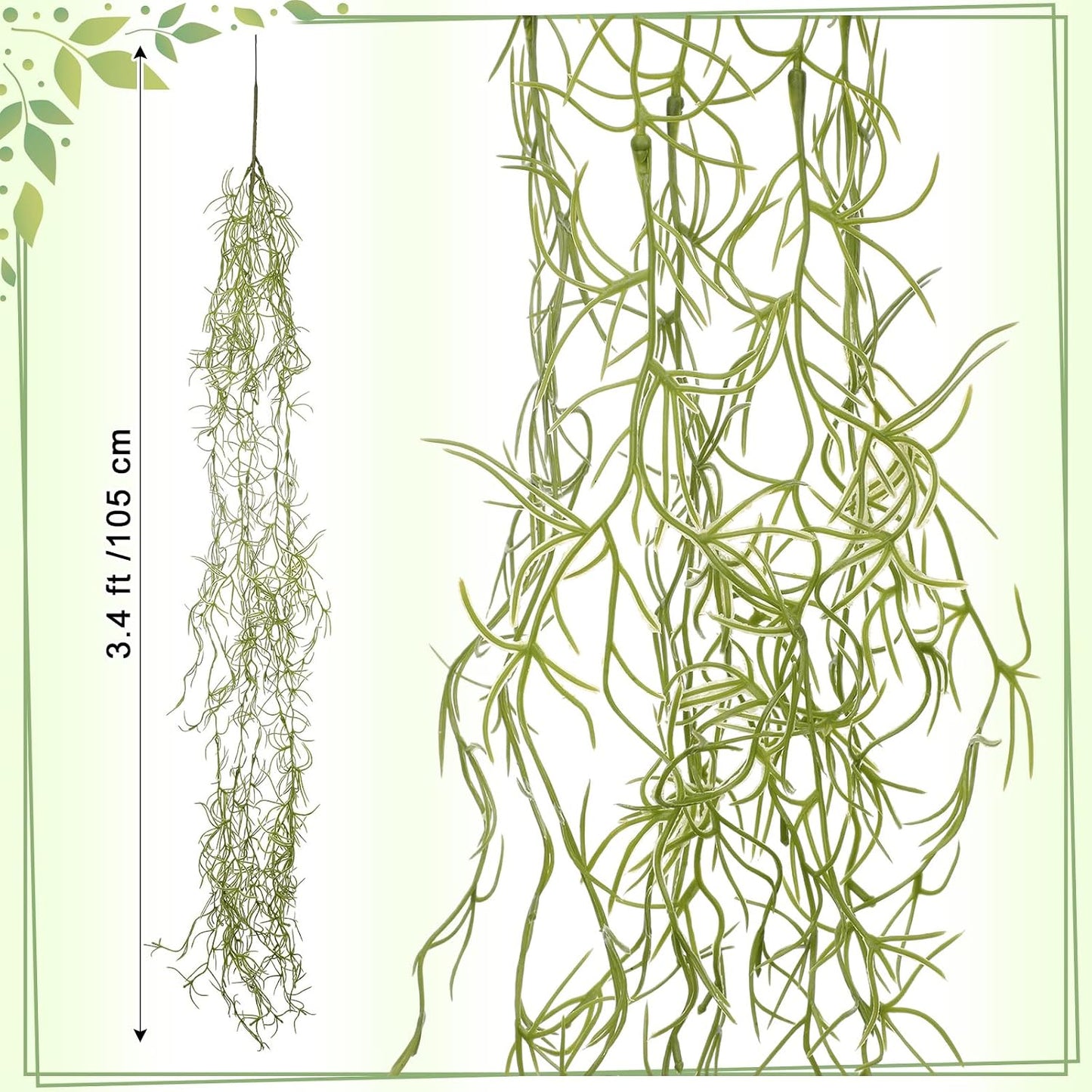 Spanish Moss 41'' Fake Hanging Succulents Faux Moss Artificial Succulent Plants Vines Hanging Plants Swamp Decoration Potted Artificial Garland(Dark Brown,6 Pack)