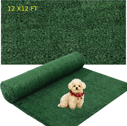 12ft x 12ft Outdoor Artificial Grass Rug, Turf Carpet with 15mm Pile Height for Large Area Coverage, Durable Grass Mat for Patio, Garden, Deck & Poolside, Fast Drainage, Low Maintenance