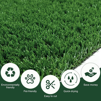12ft x 12ft Outdoor Artificial Grass Rug, Turf Carpet with 15mm Pile Height for Large Area Coverage, Durable Grass Mat for Patio, Garden, Deck & Poolside, Fast Drainage, Low Maintenance