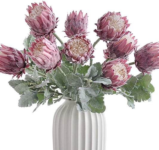 4 Piece Artificial King Protea Flower Tropical Flowers Bouquet Spring Fake Protea Cynaroides Flower Arrangements Silk Flower Bouquet for Wedding Table Centerpiece Decor