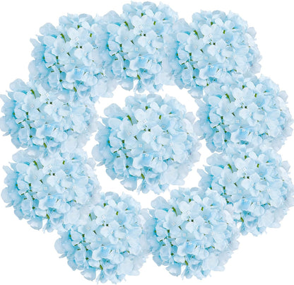10PCS Hydrangea Artificial Flowers, Faux Champagne Flowers | for Wedding Centerpieces, DIY Bouquets, Bridal Shower, Floral Decor Home Decoration with Stems