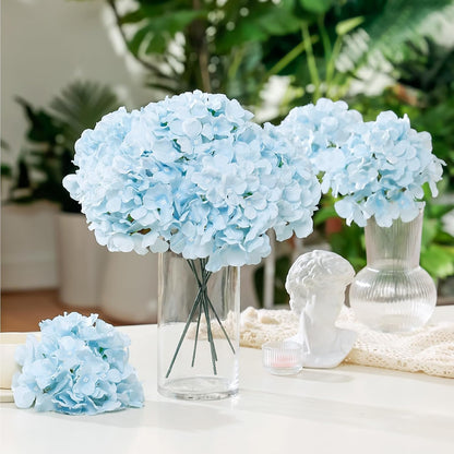10PCS Hydrangea Artificial Flowers, Faux Champagne Flowers | for Wedding Centerpieces, DIY Bouquets, Bridal Shower, Floral Decor Home Decoration with Stems