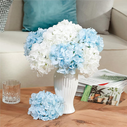 10PCS Hydrangea Artificial Flowers, Faux Champagne Flowers | for Wedding Centerpieces, DIY Bouquets, Bridal Shower, Floral Decor Home Decoration with Stems