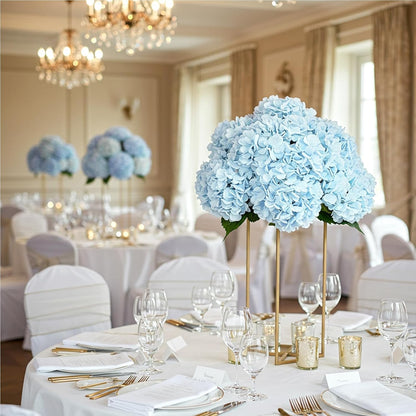 10PCS Hydrangea Artificial Flowers, Faux Champagne Flowers | for Wedding Centerpieces, DIY Bouquets, Bridal Shower, Floral Decor Home Decoration with Stems