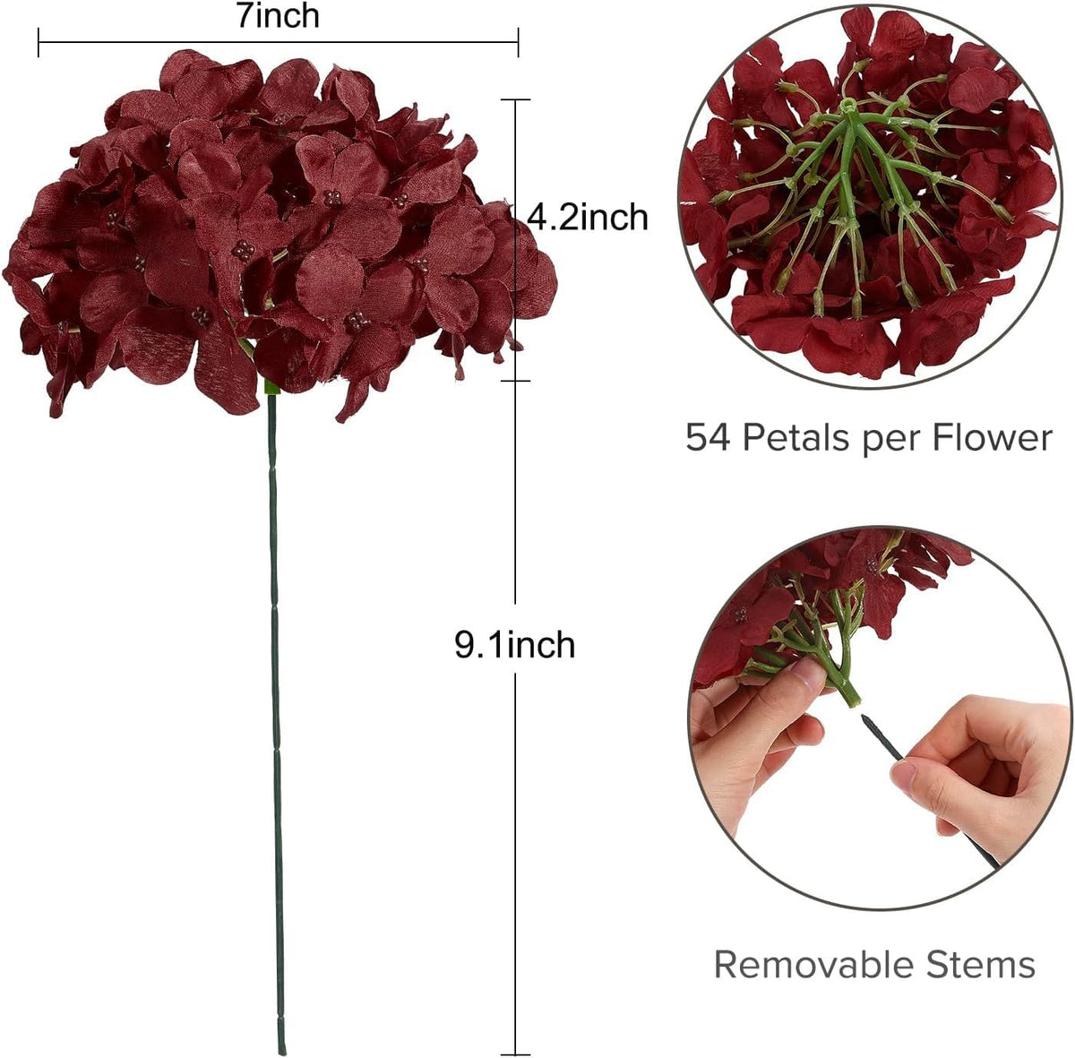 10PCS Hydrangea Artificial Flowers, Faux Champagne Flowers | for Wedding Centerpieces, DIY Bouquets, Bridal Shower, Floral Decor Home Decoration with Stems