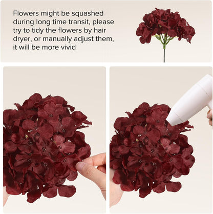 10PCS Hydrangea Artificial Flowers, Faux Champagne Flowers | for Wedding Centerpieces, DIY Bouquets, Bridal Shower, Floral Decor Home Decoration with Stems