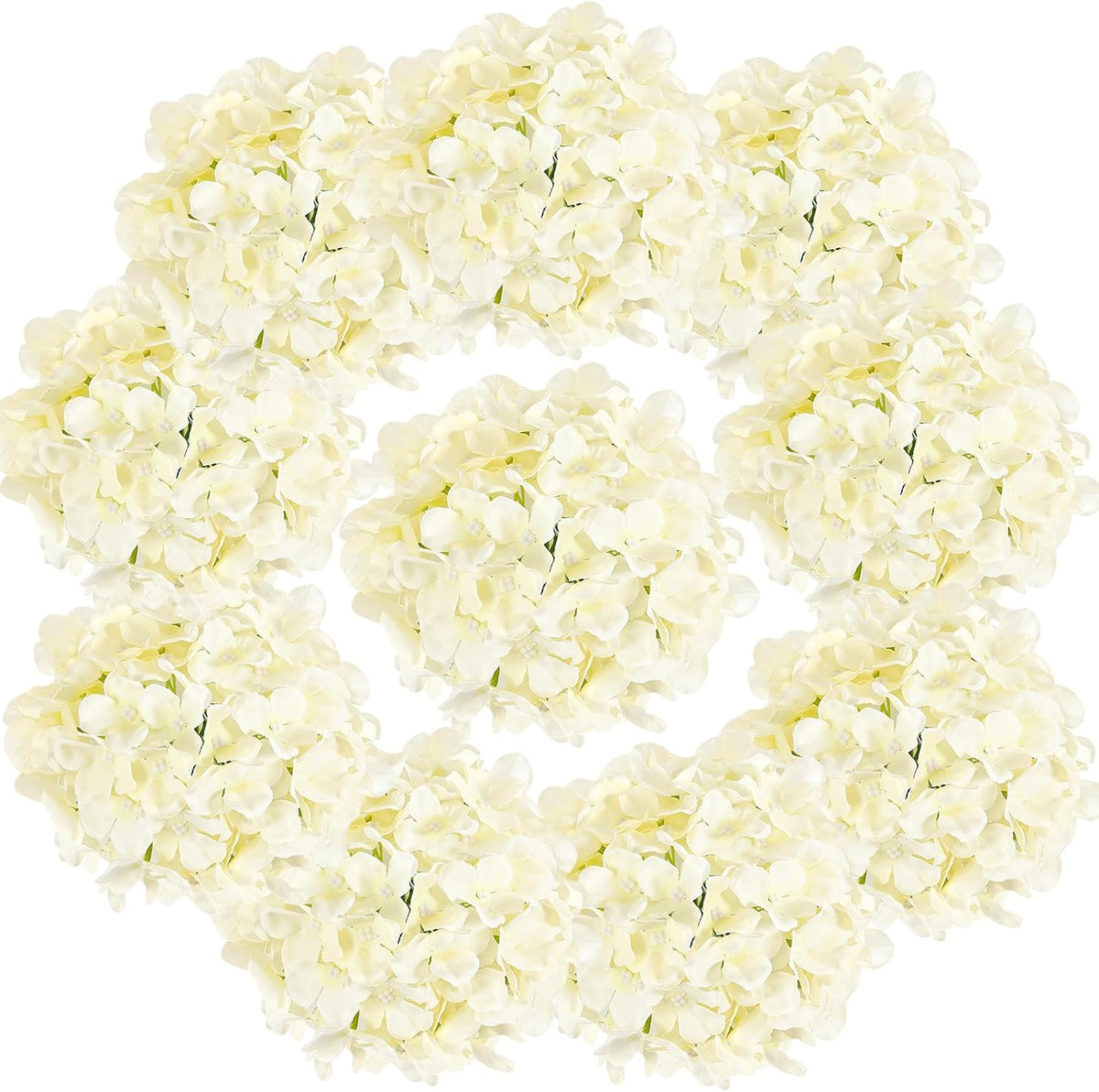 10PCS Hydrangea Artificial Flowers, Faux Champagne Flowers | for Wedding Centerpieces, DIY Bouquets, Bridal Shower, Floral Decor Home Decoration with Stems