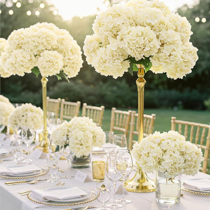 10PCS Hydrangea Artificial Flowers, Faux Champagne Flowers | for Wedding Centerpieces, DIY Bouquets, Bridal Shower, Floral Decor Home Decoration with Stems