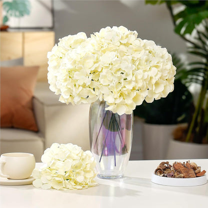 10PCS Hydrangea Artificial Flowers, Faux Champagne Flowers | for Wedding Centerpieces, DIY Bouquets, Bridal Shower, Floral Decor Home Decoration with Stems