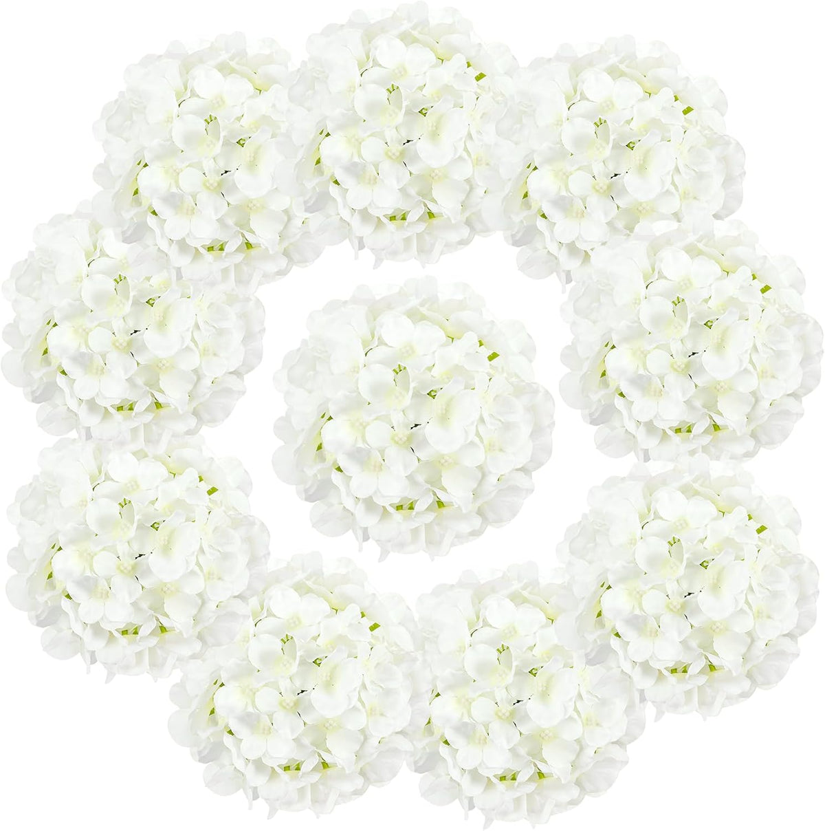 10PCS Hydrangea Artificial Flowers, Faux Champagne Flowers | for Wedding Centerpieces, DIY Bouquets, Bridal Shower, Floral Decor Home Decoration with Stems
