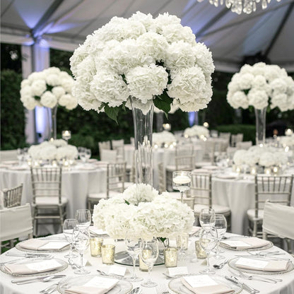 10PCS Hydrangea Artificial Flowers, Faux Champagne Flowers | for Wedding Centerpieces, DIY Bouquets, Bridal Shower, Floral Decor Home Decoration with Stems