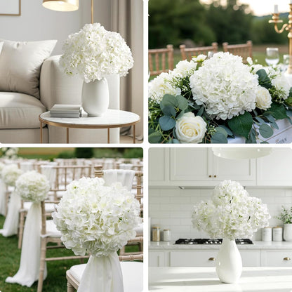 10PCS Hydrangea Artificial Flowers, Faux Champagne Flowers | for Wedding Centerpieces, DIY Bouquets, Bridal Shower, Floral Decor Home Decoration with Stems