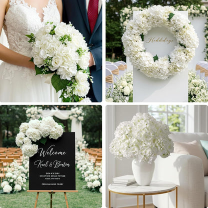 10PCS Hydrangea Artificial Flowers, Faux Champagne Flowers | for Wedding Centerpieces, DIY Bouquets, Bridal Shower, Floral Decor Home Decoration with Stems