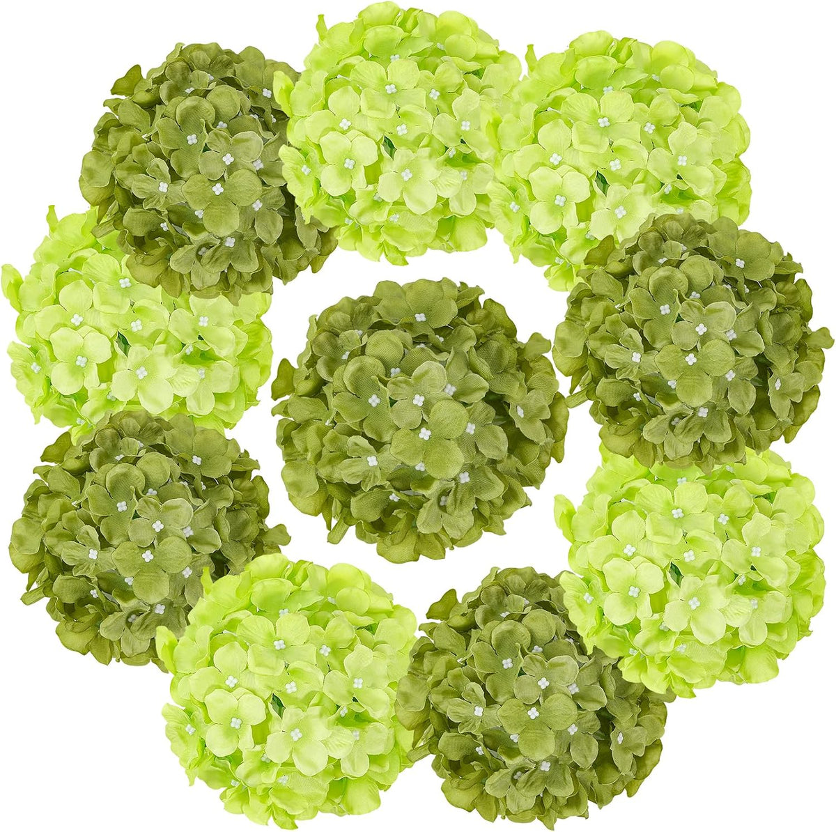 10PCS Hydrangea Artificial Flowers, Faux Champagne Flowers | for Wedding Centerpieces, DIY Bouquets, Bridal Shower, Floral Decor Home Decoration with Stems