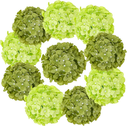 10PCS Hydrangea Artificial Flowers, Faux Champagne Flowers | for Wedding Centerpieces, DIY Bouquets, Bridal Shower, Floral Decor Home Decoration with Stems