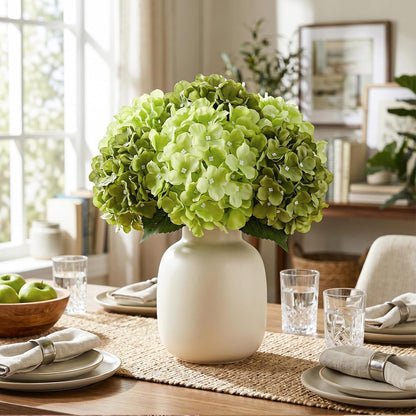 10PCS Hydrangea Artificial Flowers, Faux Champagne Flowers | for Wedding Centerpieces, DIY Bouquets, Bridal Shower, Floral Decor Home Decoration with Stems