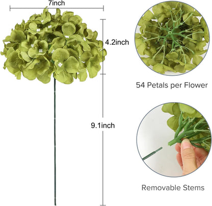 10PCS Hydrangea Artificial Flowers, Faux Champagne Flowers | for Wedding Centerpieces, DIY Bouquets, Bridal Shower, Floral Decor Home Decoration with Stems