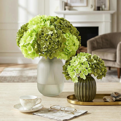10PCS Hydrangea Artificial Flowers, Faux Champagne Flowers | for Wedding Centerpieces, DIY Bouquets, Bridal Shower, Floral Decor Home Decoration with Stems