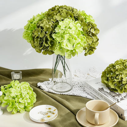 10PCS Hydrangea Artificial Flowers, Faux Champagne Flowers | for Wedding Centerpieces, DIY Bouquets, Bridal Shower, Floral Decor Home Decoration with Stems
