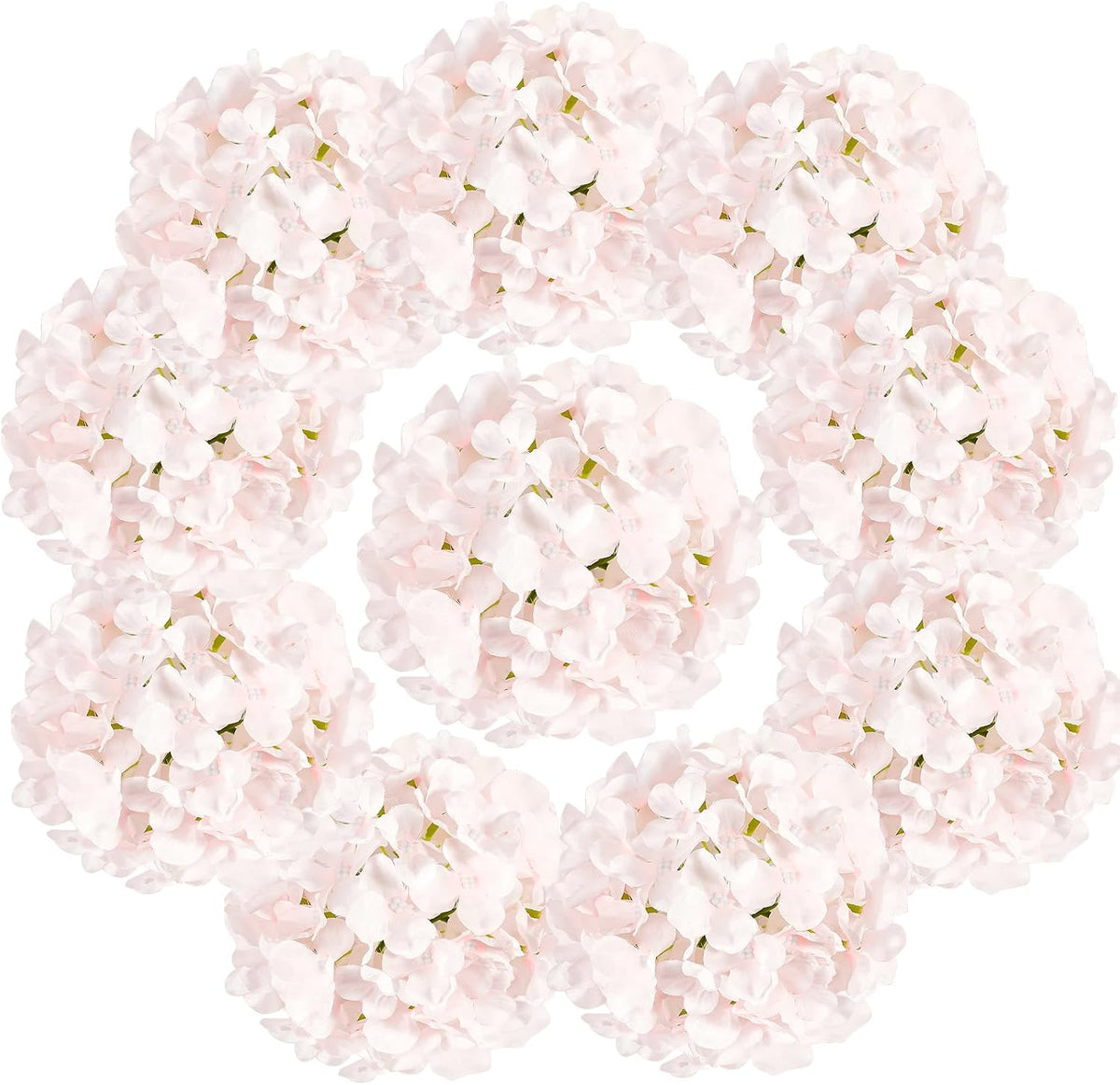 10PCS Hydrangea Artificial Flowers, Faux Champagne Flowers | for Wedding Centerpieces, DIY Bouquets, Bridal Shower, Floral Decor Home Decoration with Stems