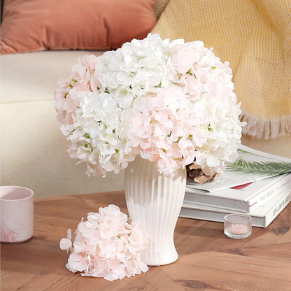 10PCS Hydrangea Artificial Flowers, Faux Champagne Flowers | for Wedding Centerpieces, DIY Bouquets, Bridal Shower, Floral Decor Home Decoration with Stems