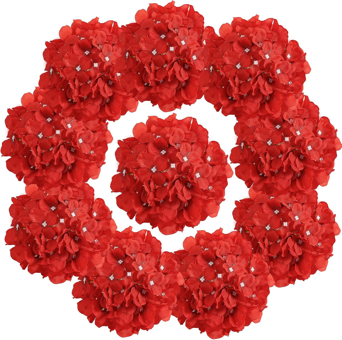 10PCS Hydrangea Artificial Flowers, Faux Champagne Flowers | for Wedding Centerpieces, DIY Bouquets, Bridal Shower, Floral Decor Home Decoration with Stems