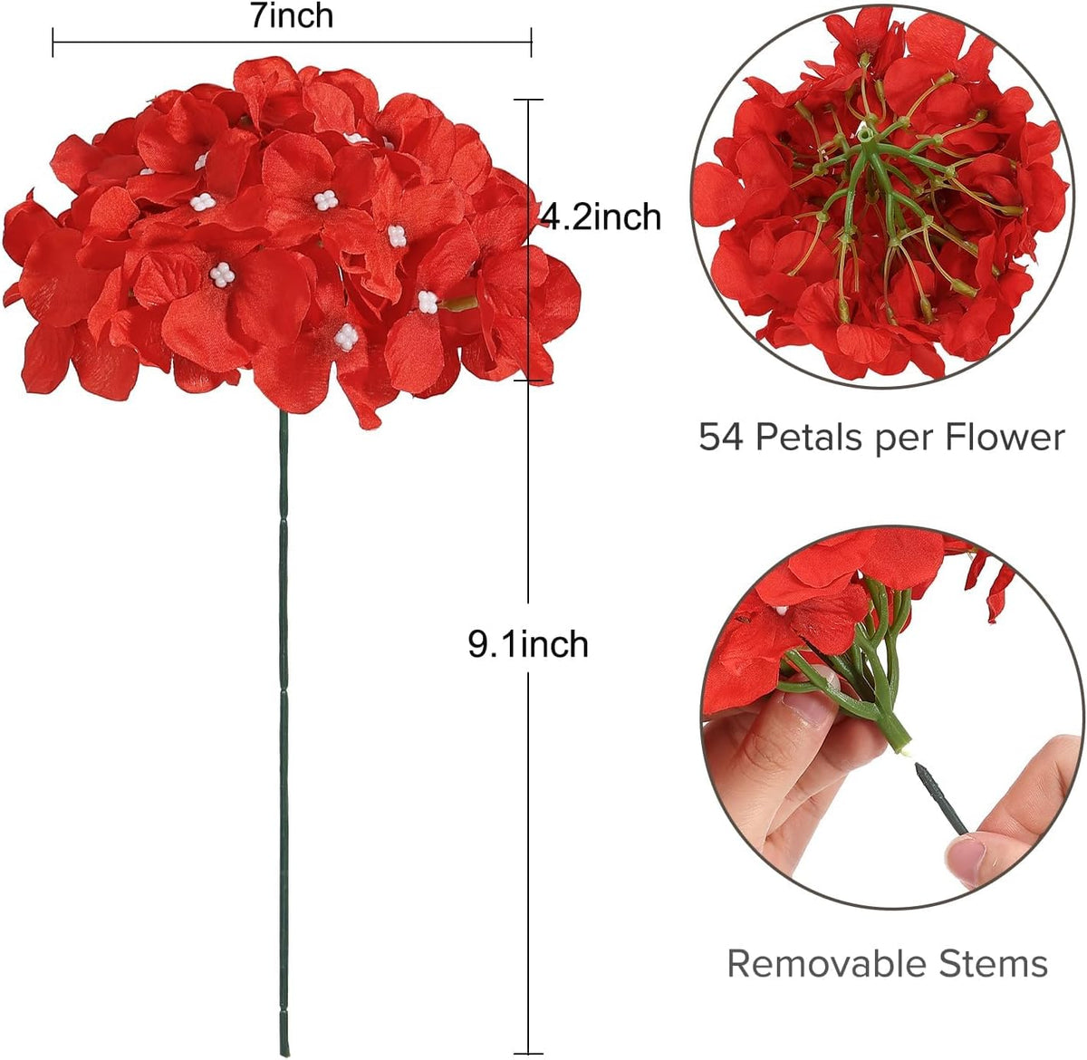 10PCS Hydrangea Artificial Flowers, Faux Champagne Flowers | for Wedding Centerpieces, DIY Bouquets, Bridal Shower, Floral Decor Home Decoration with Stems