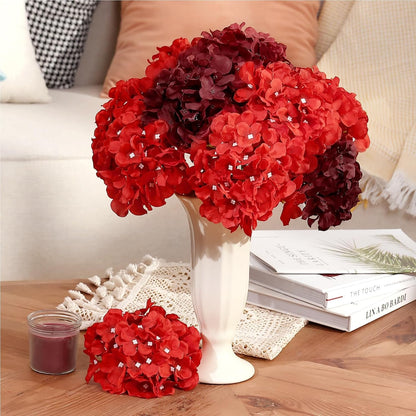 10PCS Hydrangea Artificial Flowers, Faux Champagne Flowers | for Wedding Centerpieces, DIY Bouquets, Bridal Shower, Floral Decor Home Decoration with Stems