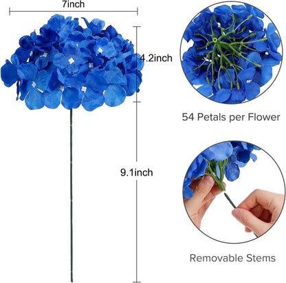 10PCS Hydrangea Artificial Flowers, Faux Champagne Flowers | for Wedding Centerpieces, DIY Bouquets, Bridal Shower, Floral Decor Home Decoration with Stems