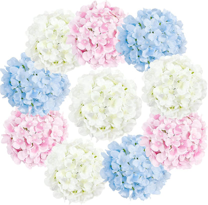 10PCS Hydrangea Artificial Flowers, Faux Champagne Flowers | for Wedding Centerpieces, DIY Bouquets, Bridal Shower, Floral Decor Home Decoration with Stems