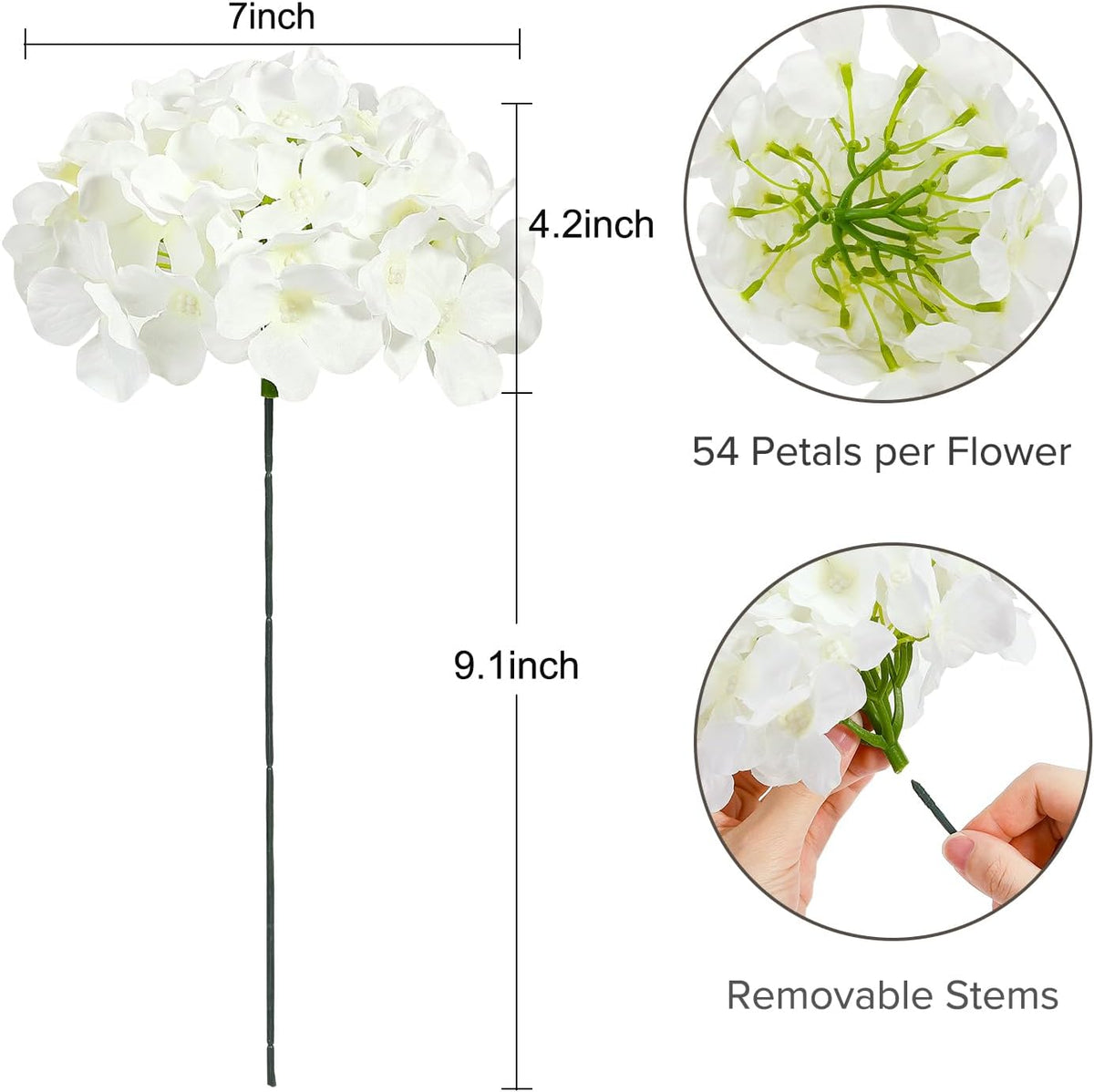 10PCS Hydrangea Artificial Flowers, Faux Champagne Flowers | for Wedding Centerpieces, DIY Bouquets, Bridal Shower, Floral Decor Home Decoration with Stems