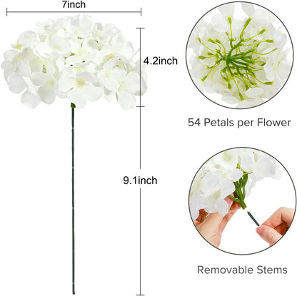10PCS Hydrangea Artificial Flowers, Faux Champagne Flowers | for Wedding Centerpieces, DIY Bouquets, Bridal Shower, Floral Decor Home Decoration with Stems