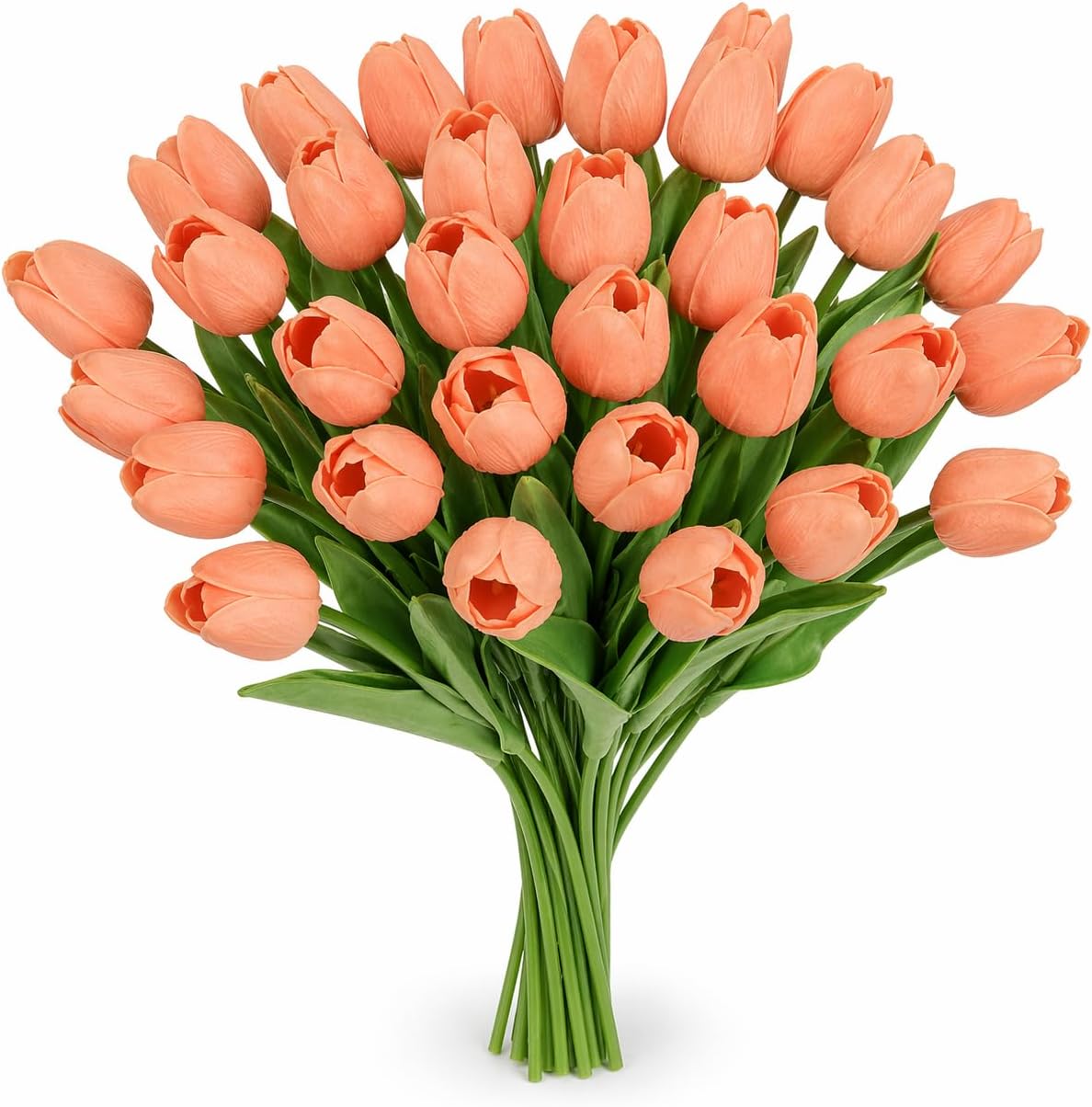 Yellow Artificial Tulip Flowers - 13.7" 30PCS Real Touch Fake PU Tulips Bouquet Faux Flowers for Floral Arrangements Table Centerpieces Kitchen Indoor Home Mothers Day Decorations