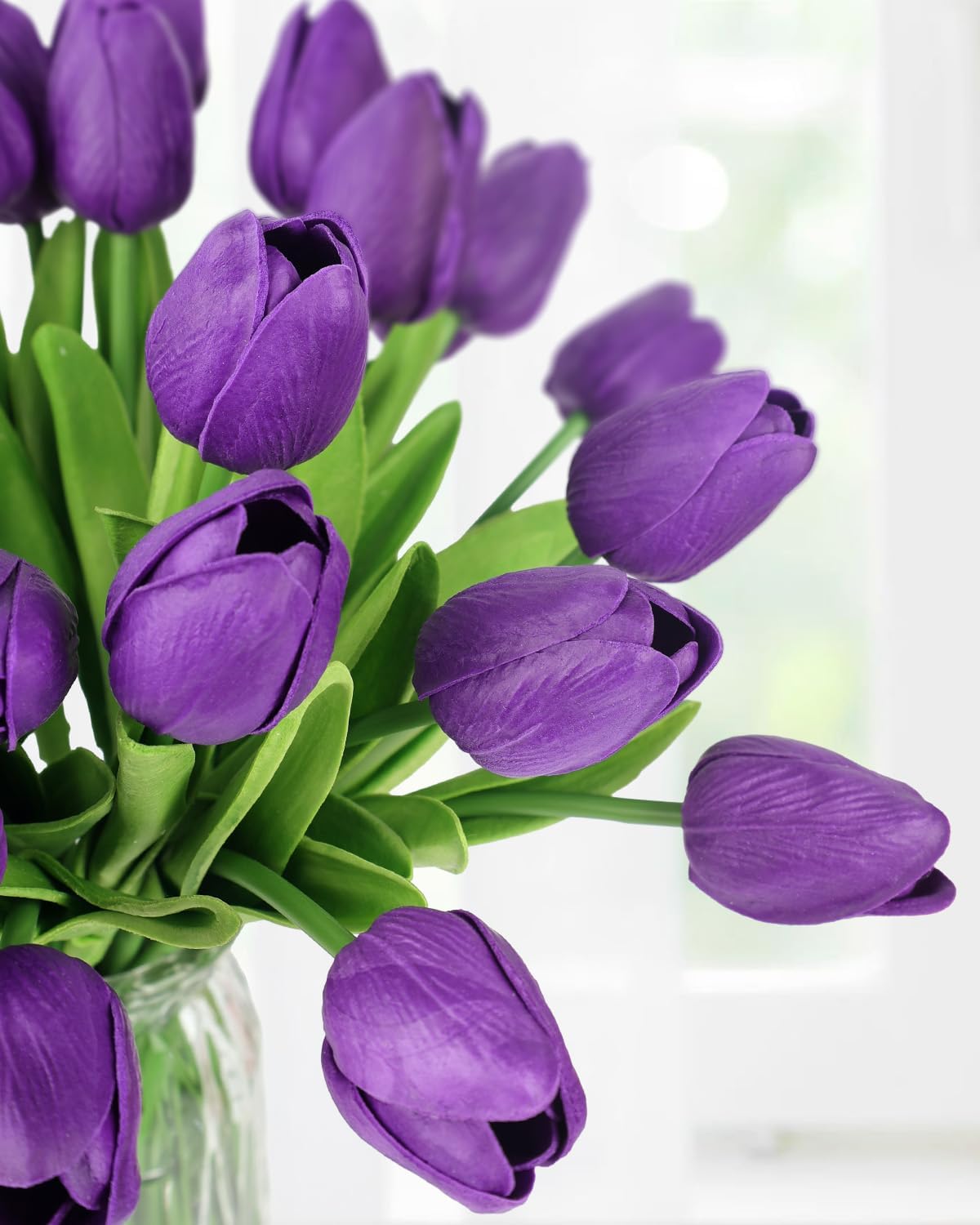 Yellow Artificial Tulip Flowers - 13.7" 30PCS Real Touch Fake PU Tulips Bouquet Faux Flowers for Floral Arrangements Table Centerpieces Kitchen Indoor Home Mothers Day Decorations