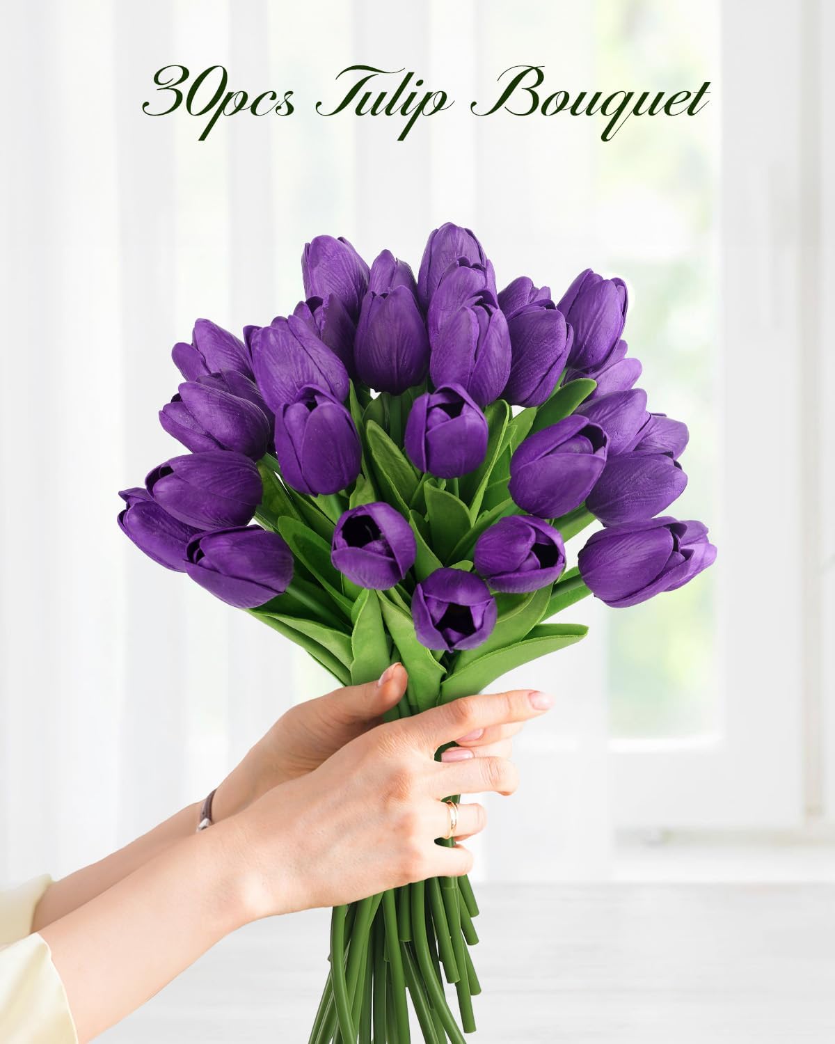 Yellow Artificial Tulip Flowers - 13.7" 30PCS Real Touch Fake PU Tulips Bouquet Faux Flowers for Floral Arrangements Table Centerpieces Kitchen Indoor Home Mothers Day Decorations
