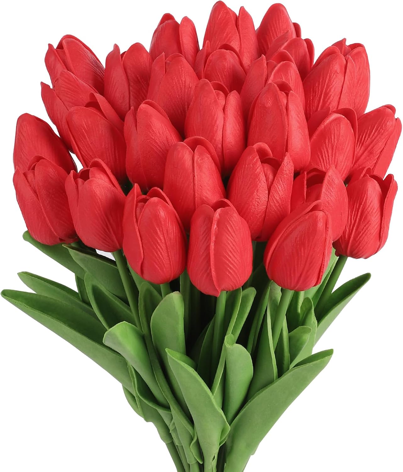 Yellow Artificial Tulip Flowers - 13.7" 30PCS Real Touch Fake PU Tulips Bouquet Faux Flowers for Floral Arrangements Table Centerpieces Kitchen Indoor Home Mothers Day Decorations