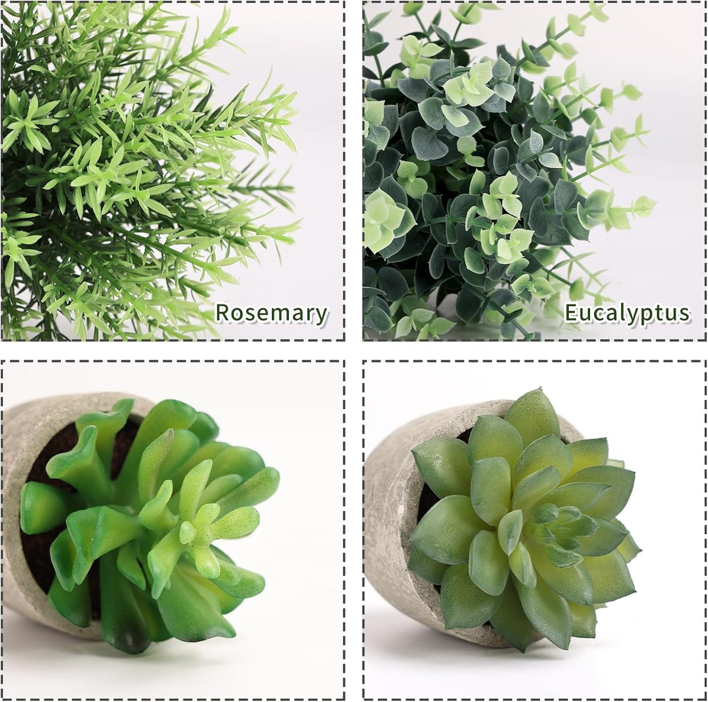 4 Pack Small Fake Plants Eucalyptus Rosemary Succulents Plants Artificial in Pots for Shelf Artificial Greenery Eucalyptus Plant Indoor for Home Bedroom Living Room Decoration