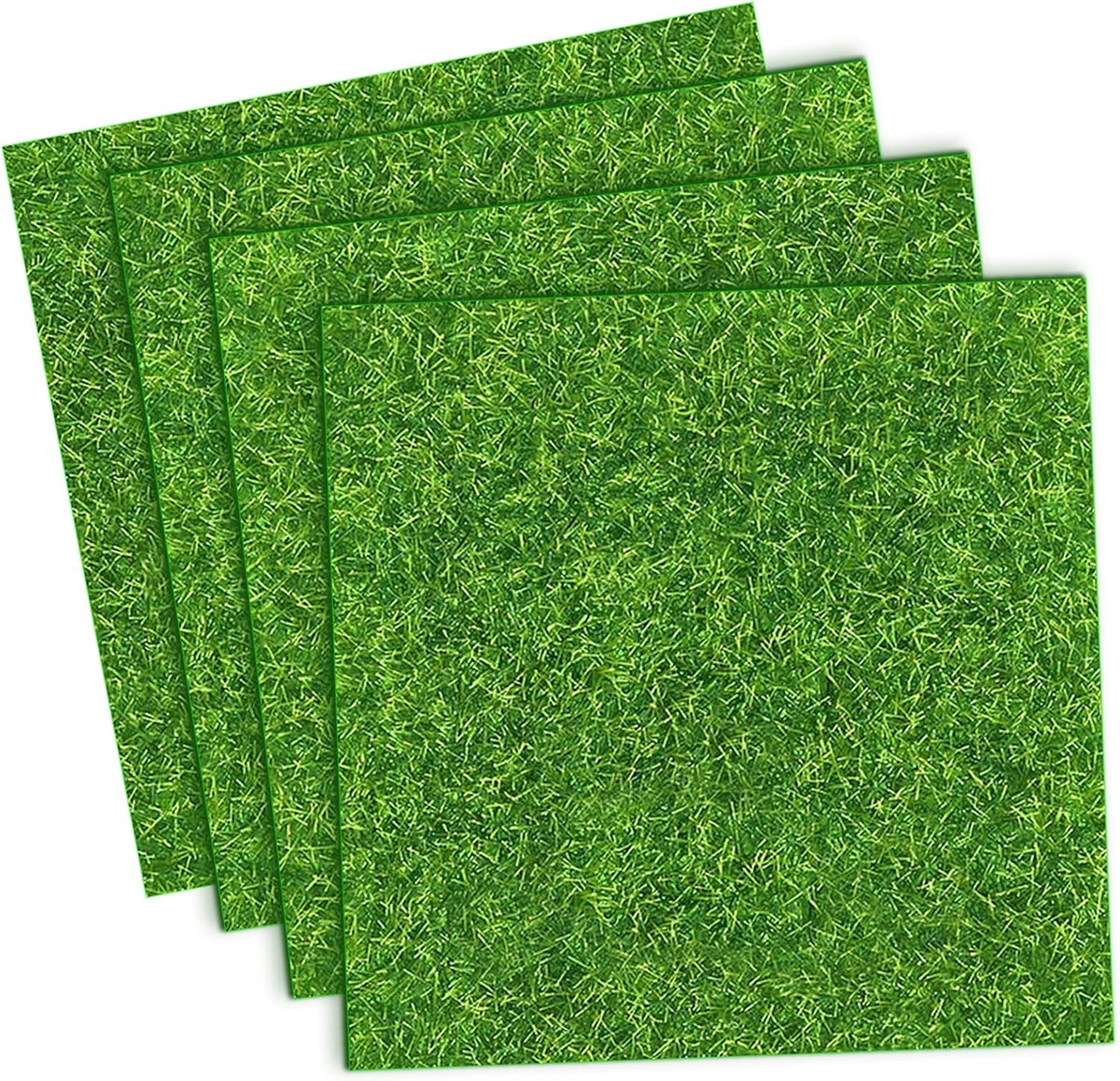 4 Packs 6x6 Inch Cuttable Artificial Grass Squares, Realistic Fake Grass Mats, Mini Craft Turf Tiles for Fairy Garden Accessories, Dollhouse Decor, DIY Craft and Diorama Supplies